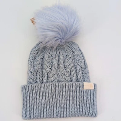 The North Face Airspun Pom Beanie Hat Women Dusty Periwinkle One Size Ski NWT - Image 1 of 4