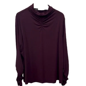 Susan Graver 1X Ciruela Púrpura Acanalado Cuello Alto Elástico Manga Larga Ligero - Imagen 1 de 8