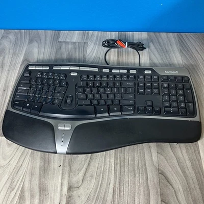 Microsoft Natural Ergonomic Keyboard 4000 V1.0 KU-0462 Black Wired USB  TESTED  - Image 1 of 4