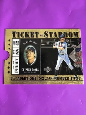1997 Upper Deck Ticket to Stardom Чиппер Джонс #TS1 HOF КАК НОВЫЙ - БЕСПЛАТНАЯ ДОСТАВКА - Изображение 1 из 2