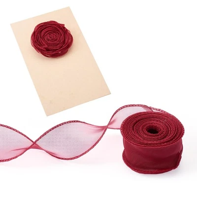 1-5/8 Inch Red Sheer Organza Ribbon 10 Yards for Flower Bouquet Bows - Image 1 of 4