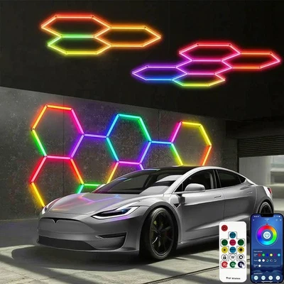Luz hexagonal de garagem 6500K RGBW LED luzes hexagonais para armazém escritório showroom - Imagem 1 de 4