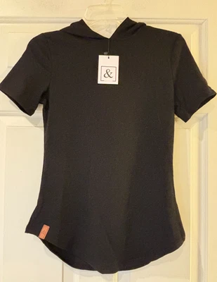 Ampersand Shirt Hoodie Short Sleeve Black Size Womens XS $33 MSRP Christmas - Image 1 of 4