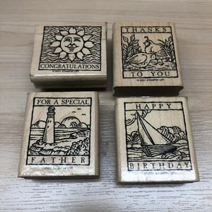 Stampin Up! Wonderful Woodcuts Rubber Stamp Father's Day Birthday Thanks congrat - Picture 1 of 4