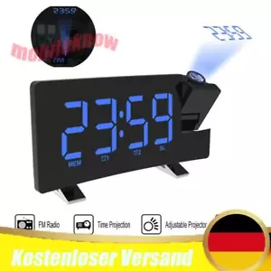 Neu LED FM Radiowecker mit Projektion Digital Funkuhr Dimmbar Tischuhr Alarm USB - Bild 1 von 17