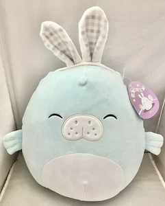 Brand New SQUISHMALLOWS 12” ABEL The Blue Manatee Bunny Ears 🐰Easter Kelly Toys - Picture 1 of 1