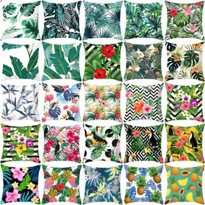 JUFO Tropical Leaves Floral Cushion Covers 45x45 cm Throw Pillow Cases Home - Picture 1 of 32