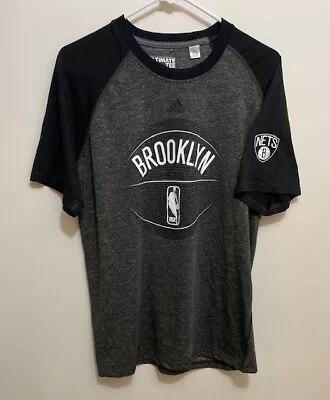 Brooklyn Nets Adidas Ultimate Tee Shirt Adult Large Gray & Black NBA Climalite - Image 1 of 4