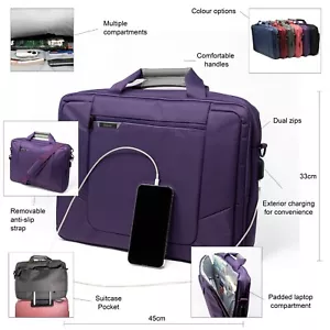 BIZEY Purple 17 inch Laptop Netbook Bag Shoulder Messenger Case Charging Port - Picture 1 of 12