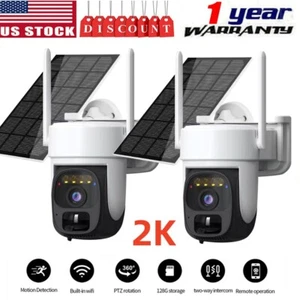 Solar Battery Powered Security Camera Wifi Outdoor 360° Pan Home System Wireless - Picture 1 of 15