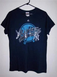 Camiseta de los Yankees de Nueva York Majestic acentos metálicos azul marino nueva con etiquetas - Imagen 1 de 3