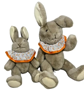 Heartline 2 Easter Rabbits IVY Jointed Mom Child Bunnies Tan Furry Vintage NEW - Picture 1 of 8