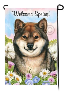Welcome Spring Garden Flag - Sesame Shiba Inu - Picture 1 of 1