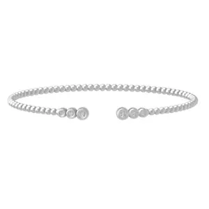 10k White Gold Lab Grown Diamond Fashion Bangle Bracelet 7" Holiday Gift - Picture 1 of 5