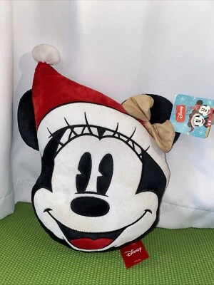 Almohada de felpa de viaje de Mickey Mouse de Navidad Disney con sombrero de Santa nueva con etiquetas 14"x12" Foto 1 de 4