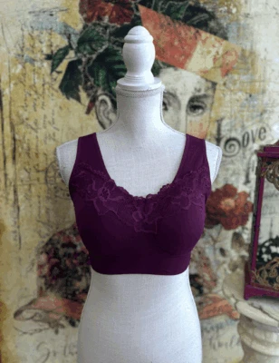 Sujetador Rhonda Shear Wine sin costuras detalle de encaje espalda ajustable nuevas almohadillas extraíbles Foto 1 de 3