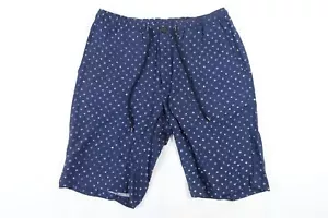 MICHAEL KORS DIAMOND PRINT MIDNIGHT BLUE 32 100% LINEN DRAW STRING SHORTS MENS - Picture 1 of 8