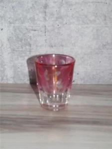Vintage Federal geblitzt Cranberry geätztes Glas Schnapsglas 4124 B1 - Bild 1 von 1