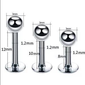 Piercing Labbro in Acciaio Chirurgico Trago con sfera ∅ 3mm - Photo 1/5