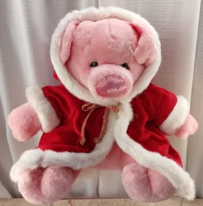 Vintage 1995 Rich’s Lazarus Goldsmith’s rosa Schwein 16 Zoll Plüsch Weihnachten Weihnachtsmann Mantel - Bild 1 von 9