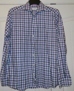 EUC MEN'S ETON LONG SLEEVE BUTTON DOWN PLAID SHIRT SZ 42-16 1/2 MULTICOLOR SLIM - Picture 1 of 3