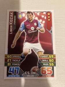 LIBOR KOZAK  ASTON VILLA    MATCH ATTAX 2015 - 16  CARD