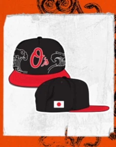2025 BALTIMORE Japan ORIOLES BIRDLAND HAT SGA Japanese Black Flag - Picture 1 of 4