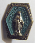 1800s antique catholic Saint Miraculous Mary blue pin brooch 52675
