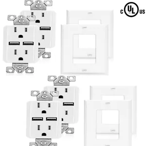 SenQ 4er-Pack UL-gelistet USB Steckdose Port Ladegerät Wandplatte Steckdosen Buchse Stecker - Bild 1 von 5