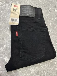 LEVI'S 511 SLIM FIT ADJ WAIST BLACK JEANS Boy Size 10 Reg 25 x 25 Stretch NEW! - Picture 1 of 17