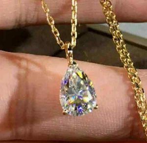 RARE 5.50 Ct Certified Treated Off White Diamond Solitaire Pendant in 925 Silver - Picture 1 of 7