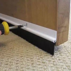 Door Draught Excluder Brush Strip Bar | 25 mm Heat Seal Energy Savings PVC - Picture 1 of 6