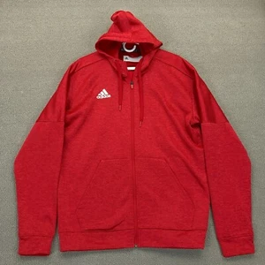 Adidas Jacket Climawarm Mens Large Red Solid Hooded Track Full Zip - Picture 1 of 16
