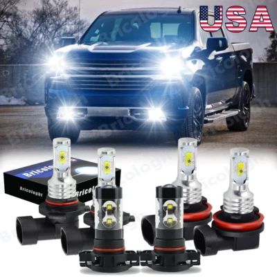 Faróis de LED + lâmpadas de neblina 6 para Chevy Silverado 1500 2500 2007-2015 - 8000K - Imagem 1 de 4