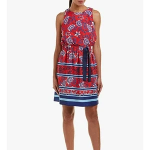 Eliza J Damen Flora Boho Blumen Fit and Flare Minikleid Größe 6 Zierlich Rot Multi - Bild 1 von 11