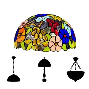 Tiffany Multi Flower style 16-inch Shade Stained Glass For Table/Ceiling Pendant - Picture 1 of 4