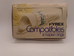 Vintage Pyrex kompatibel Altstadt blau Serviettenringe Set 6 Corelle in Box - Bild 1 von 5