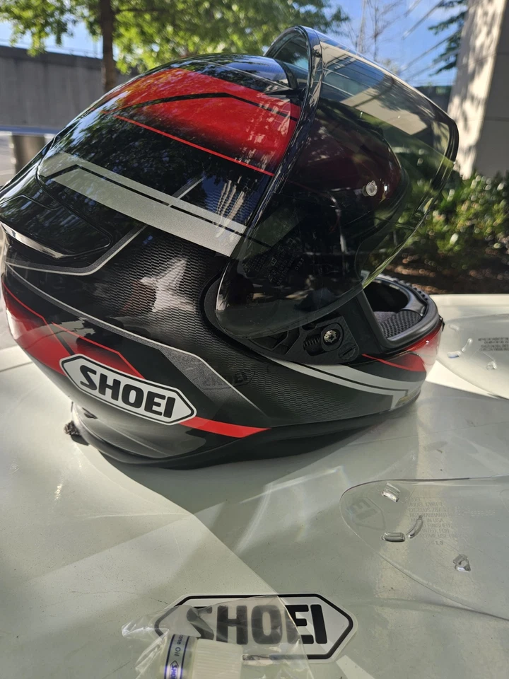Shoei RF-1200 Motorcycle Red Helmet With CWR-1 Tinted & Clear Visor Size Medium - Image 1 of 4