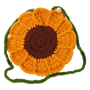  Sunflower Crochet Bag Lightweight Crossbody Purse with Flower Pattern Versatile - Picture 1 of 12