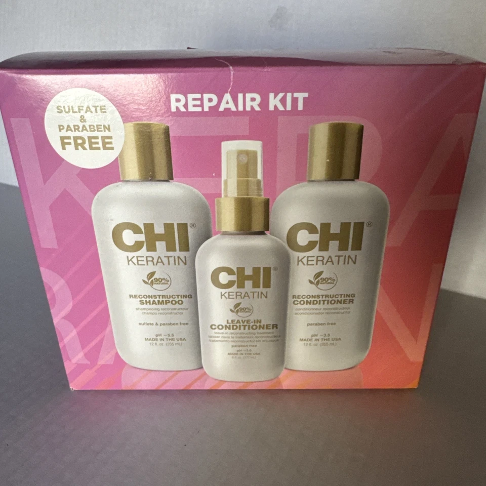 Chi Essential Kit Keratin Reconstructing Conditioner Shampoo & Silk Infusion