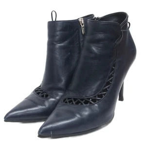 Salvatore Ferragamo Boots Women's Size 6.5 Navy Leather - Picture 1 of 9