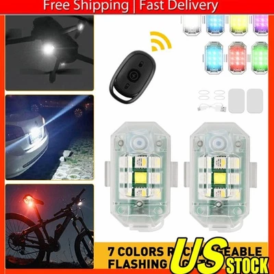 2/4pcs Strobe LED Light 7Colors Wireless Flashing Rechargeable Lights w/ Remote - Image 1 of 4