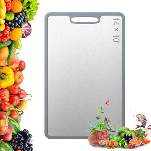 Titan Schneidebrett doppelseitig rutschfeste Silikonkante, 100% reines Titan... - Bild 1 von 6