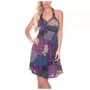Vestido halter boho paisley morado marca blanca pequeño - Imagen 1 de 9