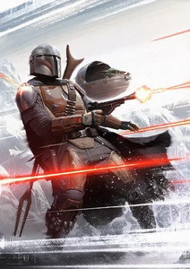 Star Wars The Mandalorian & The Child Mando Grogu Art Darren Tan Epic Artwork - Picture 1 of 1