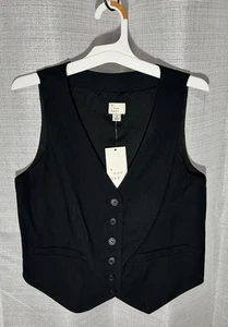 Women’s A New Day Tailored Layering Button Down Vest Black Size Small - Picture 1 of 3