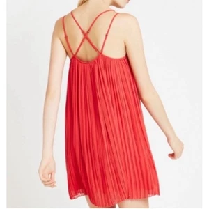 BCBG Generation Coral Pleated Mini Dress Cross Back Strap S - Picture 1 of 12