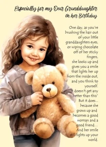 NEW Especially For MY Granddaughter On Her Birthday - A5 Card Birthday DARK HAIR - Picture 1 of 2