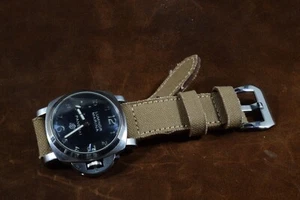 MA WATCH STRAP 26 24 22 MM CANVAS BROWN PEANUT VINTAGE LEATHER BAND F. PANERAI - Picture 1 of 10