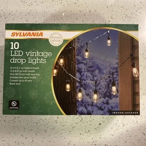 Sylvania 10 Bulb LED Vintage Drop Light Set 15ft Total Length - Picture 1 of 5